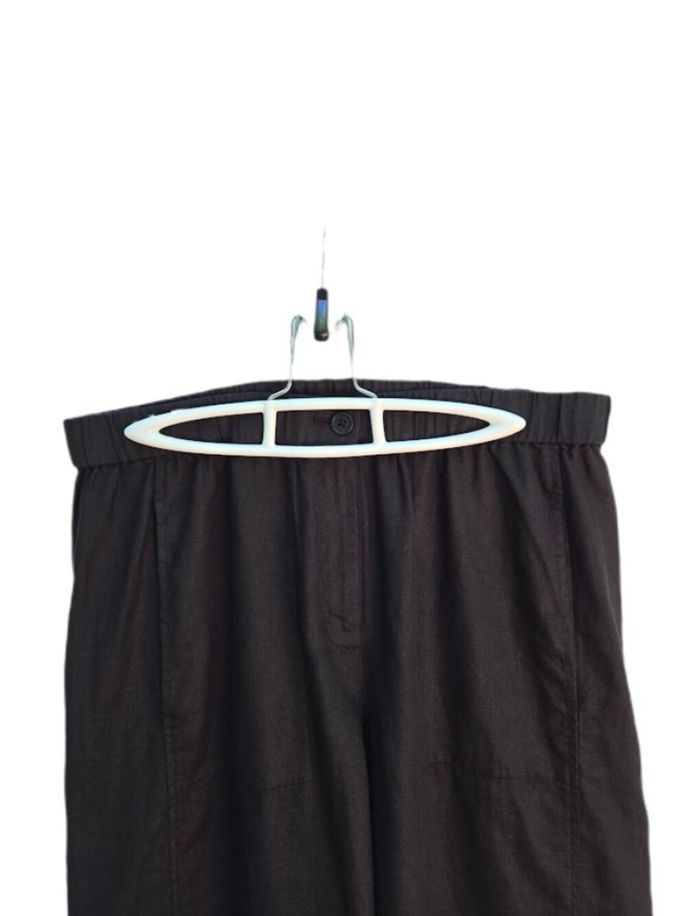 Eileen Fisher Organic Linen Wide Trouser Pant Black M - Picture 2 of 11